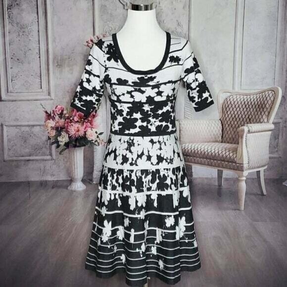 Danny and Nicole Grey White Knit Sweater Dress Medium - Picture 3 of 12